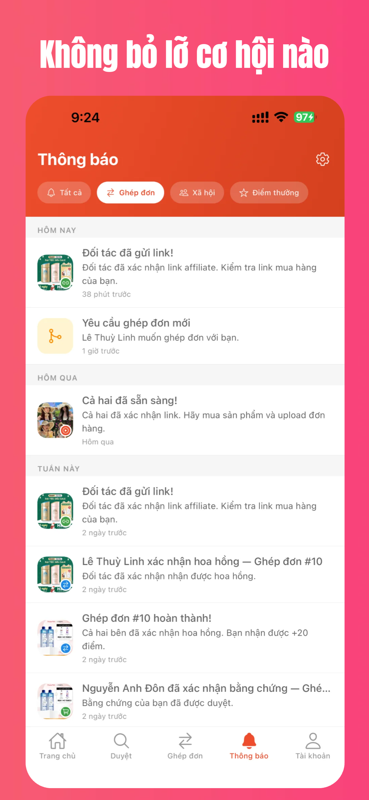 Thông báo realtime